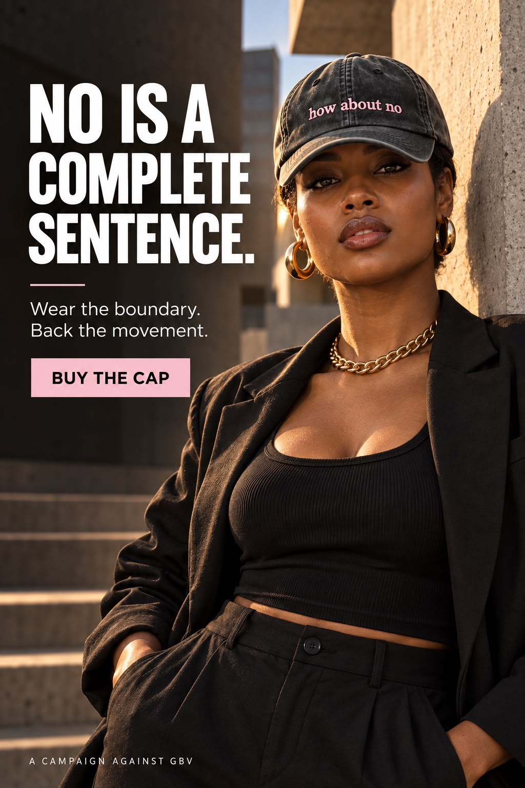 How about no campaign portrait with the headline No is a complete sentence